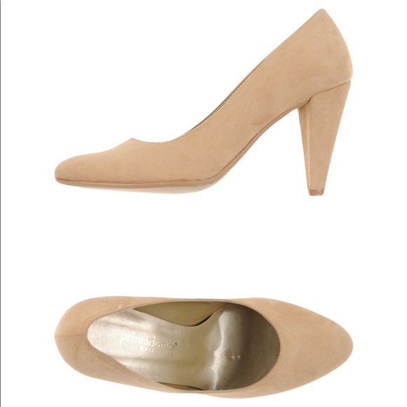 beige suede pointed heels